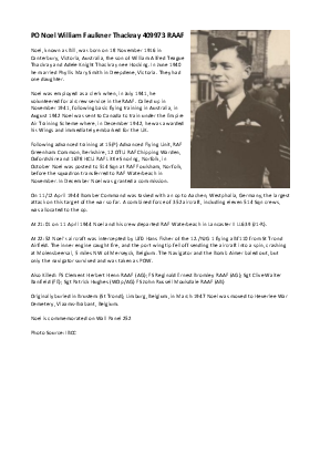 A preview of a PDF biography for Thackray, Noel William Faulkner